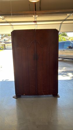 Vintage Dark Wood Armoire Wardrobe Cabinet