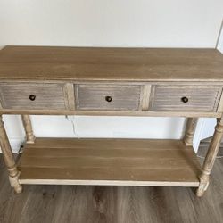White Stone Wood Console Table
