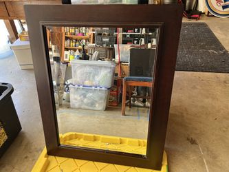 Beveled Mirror With Mahogany Frame