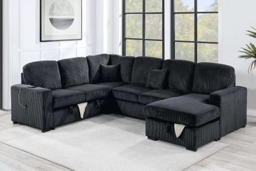 Sectional sofa black corduroy / financing available