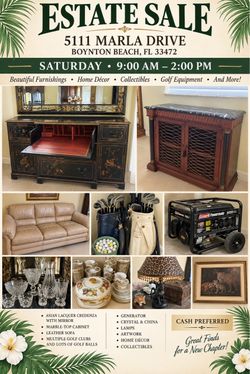 ESTATE SALE – SATURDAY 9/5 FROM 9 AM–2 PM – BOYNTON BEACH
