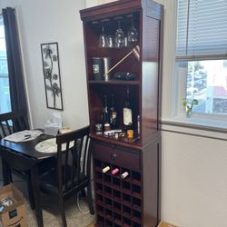 Espresso Wood Wine & Bar Cabinet with Stemware Rack
