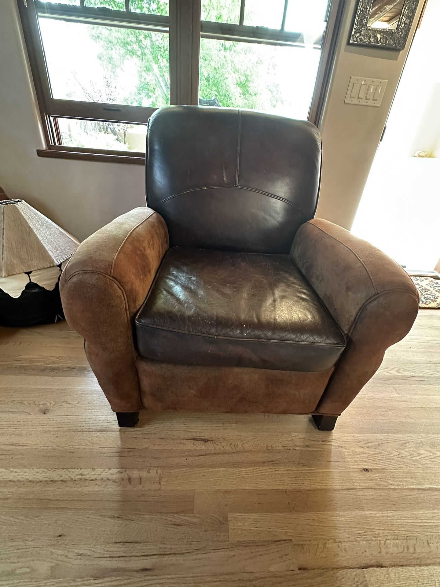 Large Leather And Suede Armchair