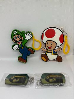 NEW Set Of 2 Super Mario Toad & Luigi 2017 Backpack Clip On Keychain Nintendo