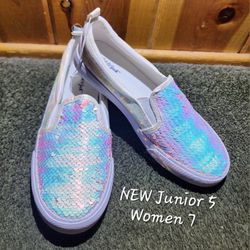 NEW Cat & Jack Colorful Mermaid slip on Junior 5/ Women 7