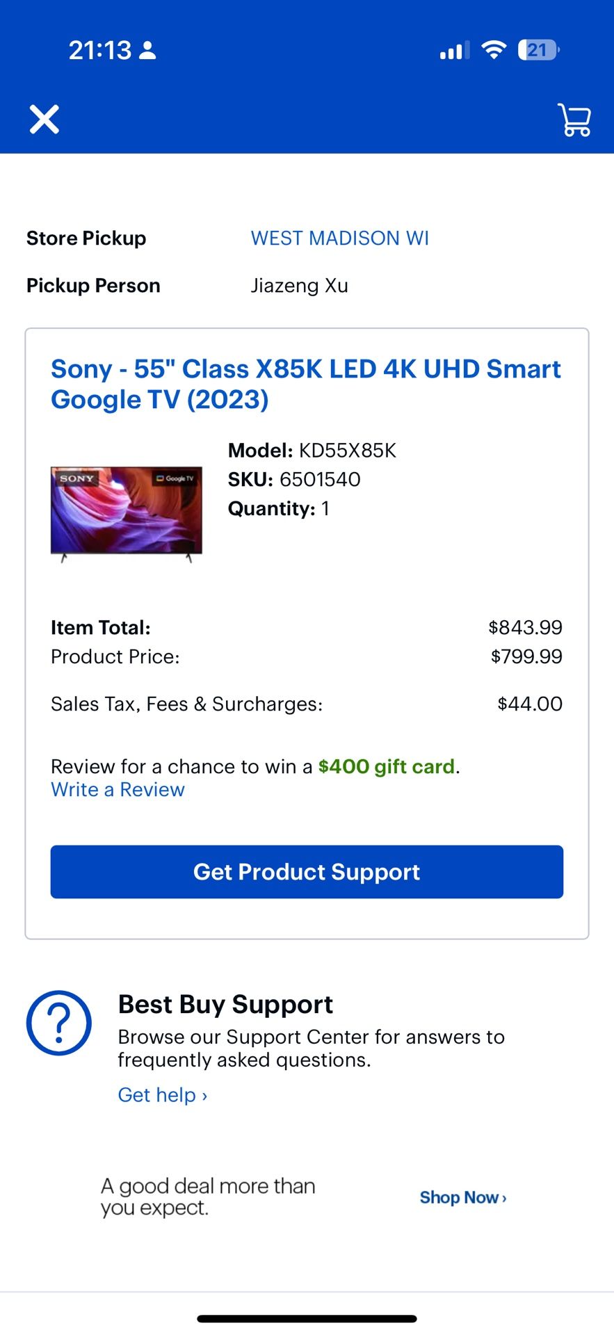 Sony 55’ Smart TV