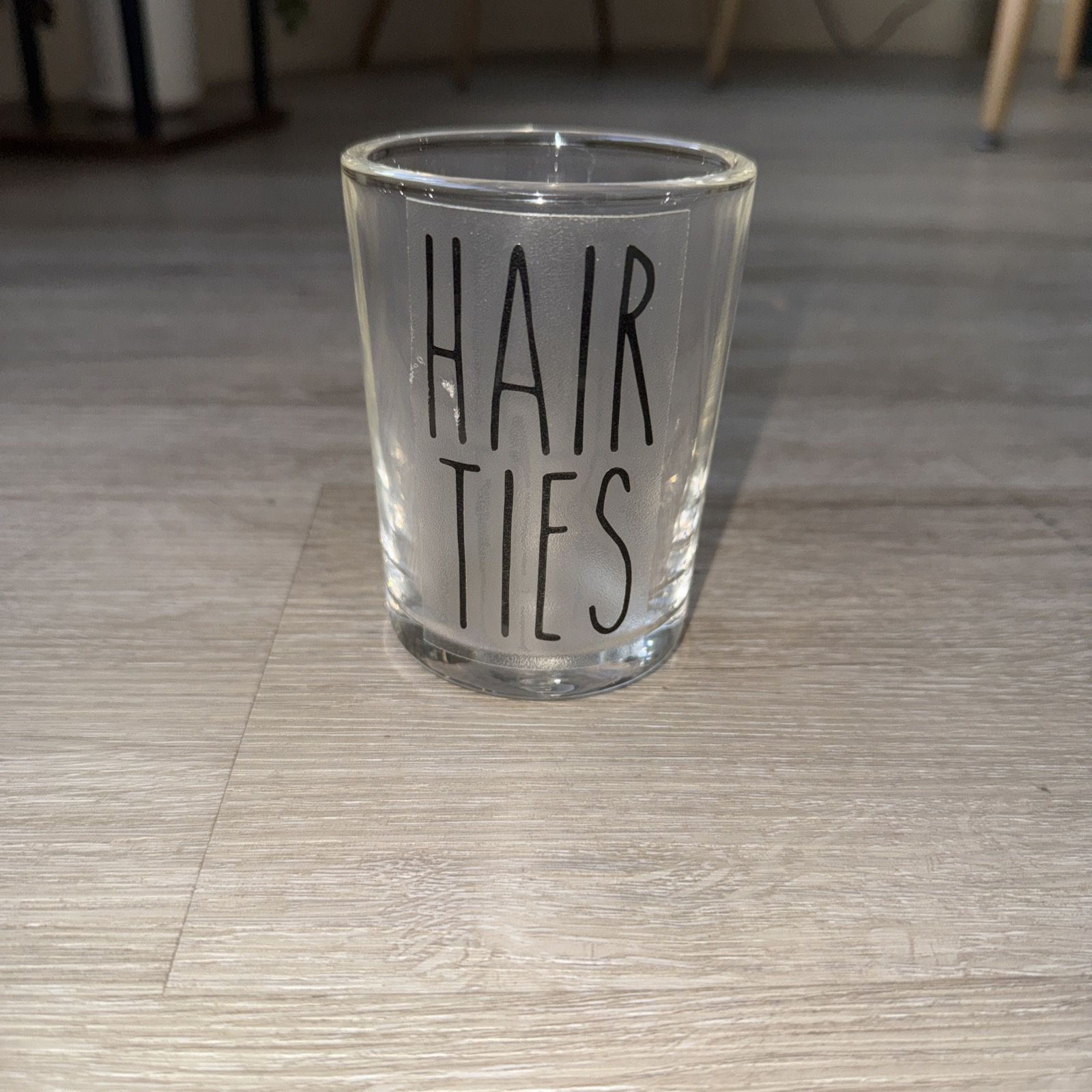 “HAIR TIES” Glass Jar – Vanity or Bathroom Organizer