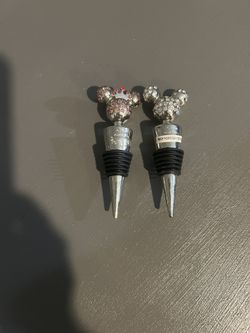 Disney Bottle Stopper - Rhinestone Minnie & Mickey Mouse Ears Set of 2 Wedding