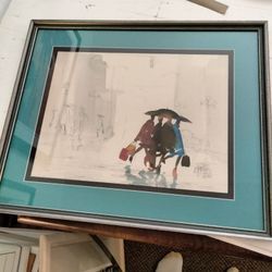 ORIGINAL WATERCOLOR PAINTING BY UNKNOWN ARTISTS PENCIL SIGNED FRAMED AND REMATTED ORIGINAL WATERCOLOR