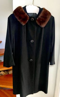 Vintage Cashmere Coat with Mink Collar