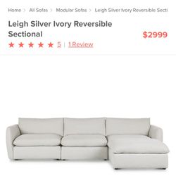 Article Furniture Reversible Sectional Sofa Couch 
