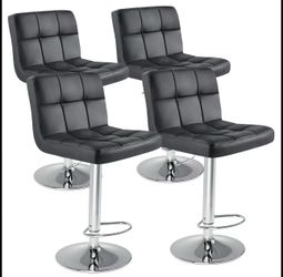 [Deals for You Days) Adjustable Height Barstools - PU Leather Swivel Chairs with Hydraulic Lift, Thick Seat Cushions, Backrests, Steel Frame, Home Dec