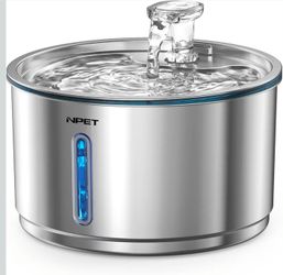NPET Cat Water Fountain Stainless Steel 1Gal/135oz Automatic Pet Fountain
