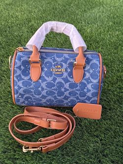 Coach New York Denim Signature Mini Barrel Bag