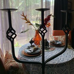Pier One Spanish Gothic Black Wrought Iron Candelabra 