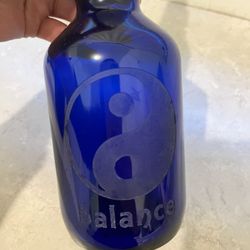 Blue Bottle Love -Glass Water Bottle