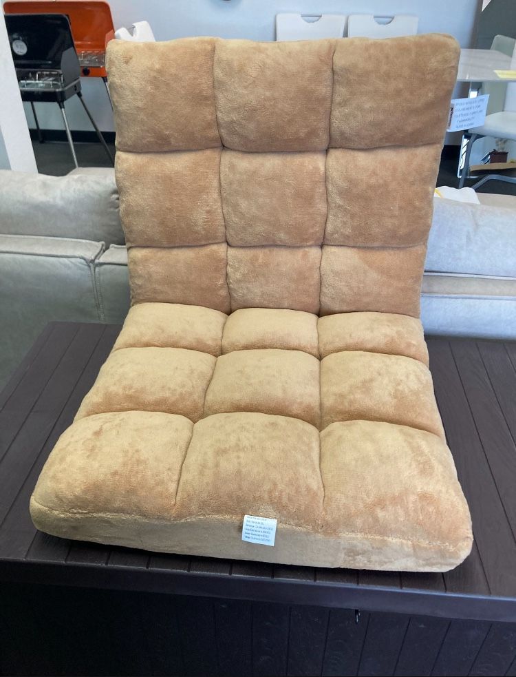 New - Floor Sofa, Folding Gaming Sofa Chair, Comfy Cushions & Study Steel Frame, Angle Adjustable Sleeper Bed, Couch Recliner (Tan