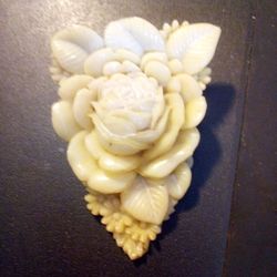 Vintage Ivory Rose Brooch