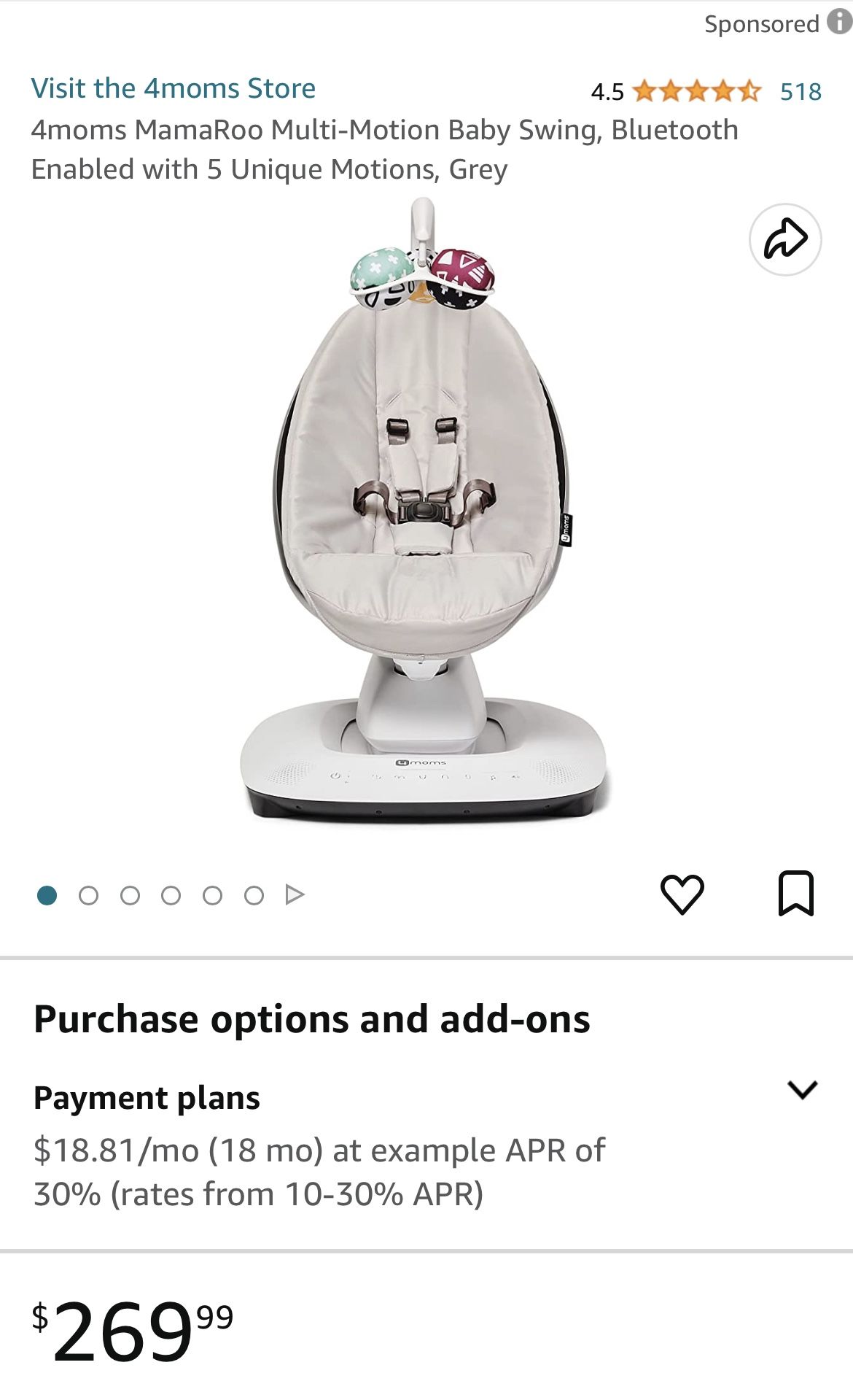 4moms MamaRoo Multi-Motion Baby Swing