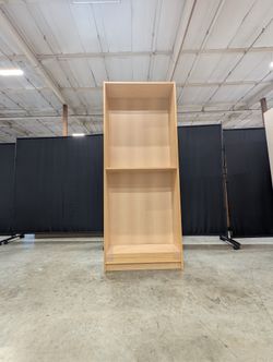 Tall Light Wood Tone Bookshelf Adjustable Storage Unit