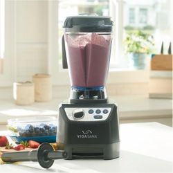Princess House Vida Sana Blender for Smoothies, Soups, Dips and More, 1500 Watts, Stainless Steel Blade, 4 Preset Functions, Large, Grey