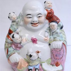 Vintage Chinese Famille Rose Porcelain Deity
