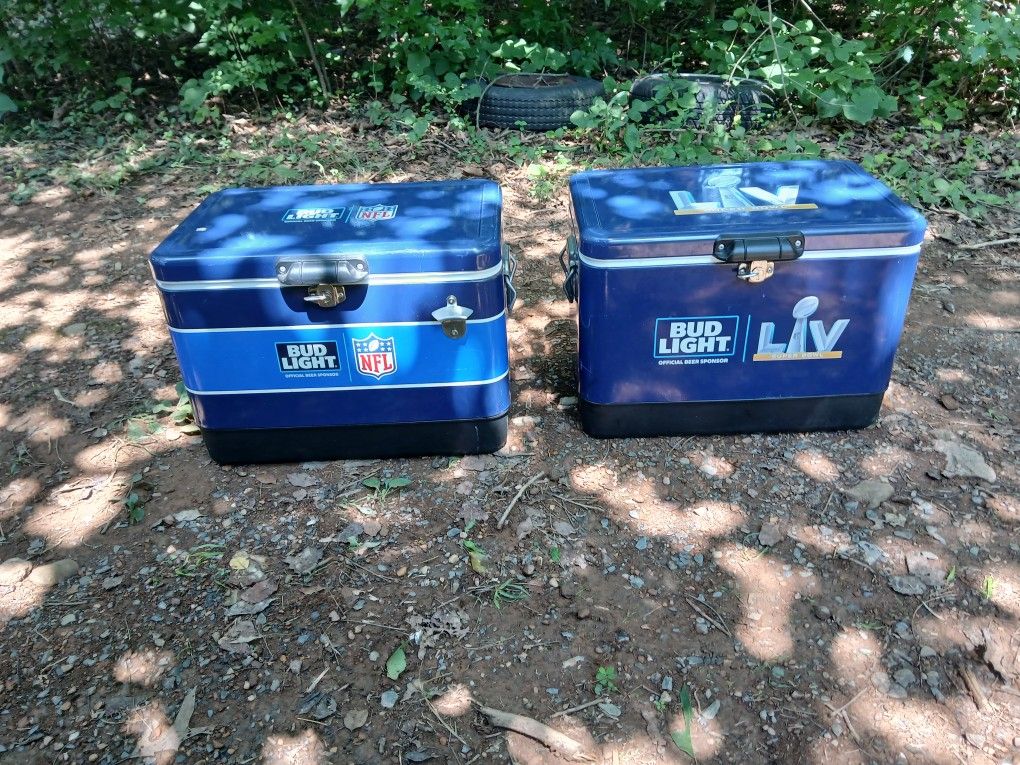 Metal Bud Light Coolers - 2 total