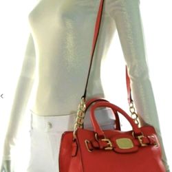 EUC Michael Kors Hamilton East West 2-Way Coral Tote with Gold Hardware 