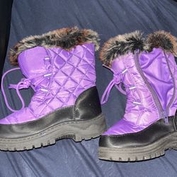 Purple And black Fur boots