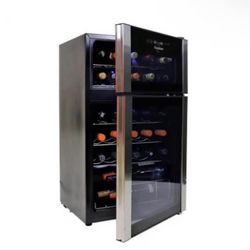 29 Bottle Dual Zone Wine Cooler, Black, 3 cu. ft.. (86L) Freestanding Wine Fridge