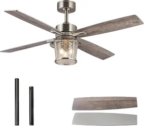 TALOYA 52" Farmhouse Ceiling Fan with Light and Remote,Rustic Style