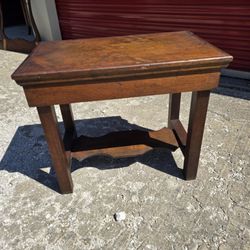 Antique Solid Oak Side Table / Bench Stool