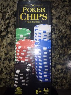 New 100 piece poker chips with rack
