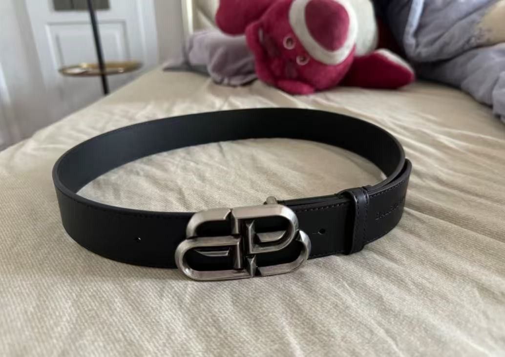 Simple leather belt men's black