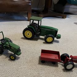 Antique John Deer Tractor Toys, X3