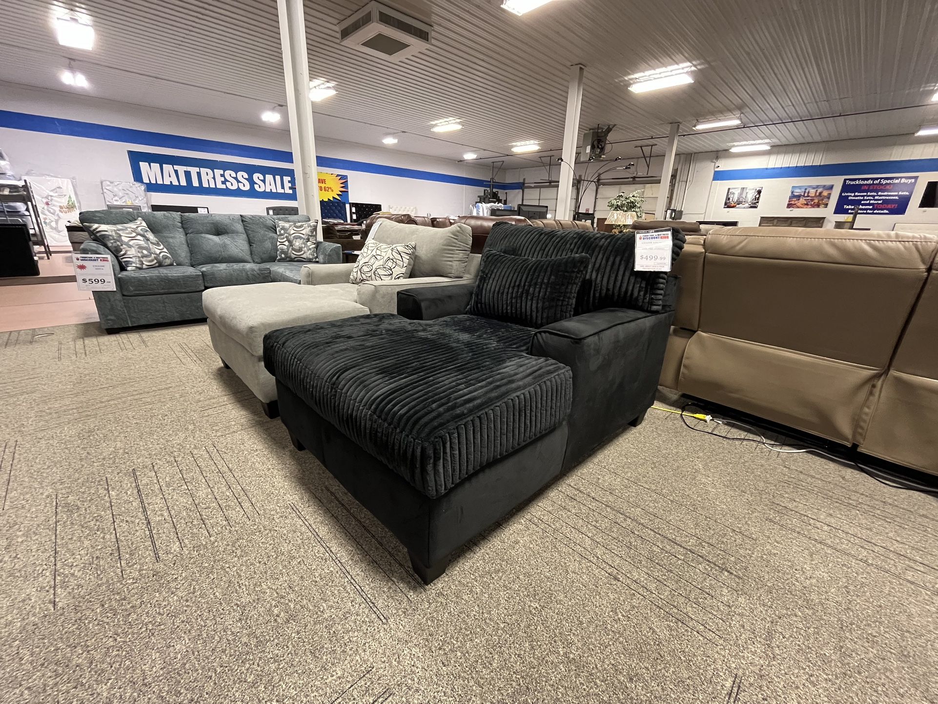Black Corduroy Chaise