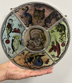 Very Rare Alice In Wonderland Stained Glass Wall Art