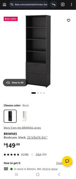 Two black IKEA Brimnes bookcases in good condition