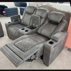 Gray Power Reclining Living Room Set with Adjustable Headrest 💥 Brand New 💯 $39 Down Payment 📣