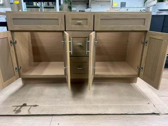 60 Inch Vanity Cabinet (Solid Wood Without Countertop)