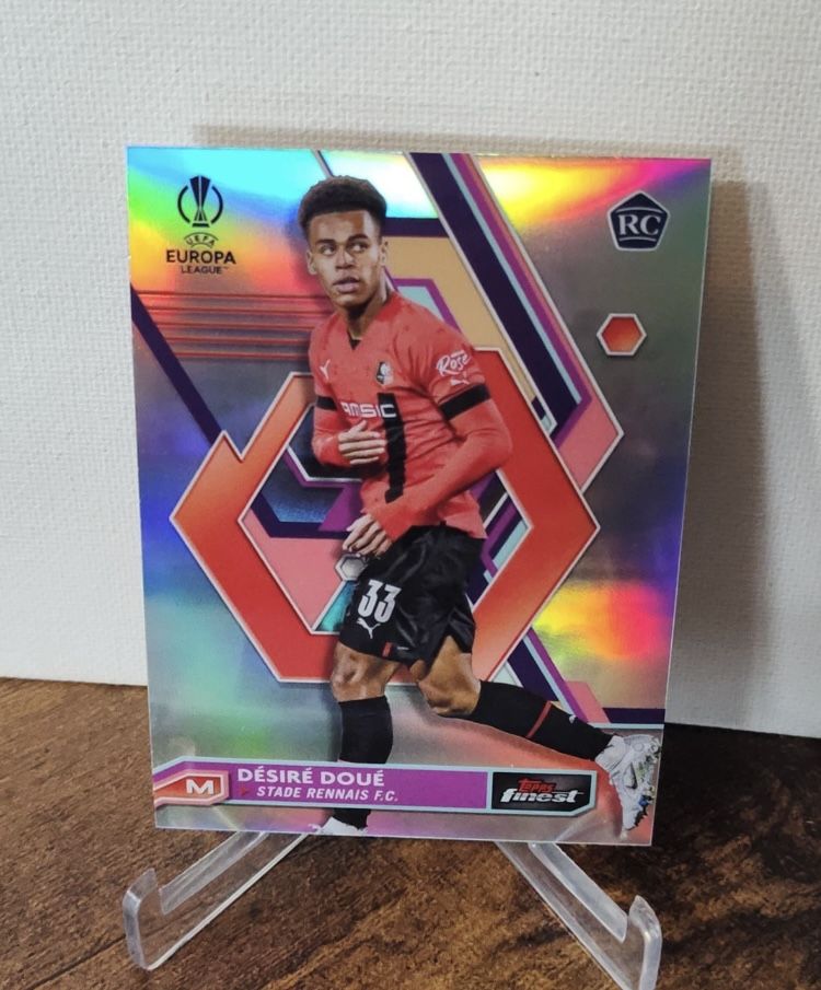 2022-23 Topps Finest UCC Stade Rennais RC Desire Doue Refractor PSG Rookie soccer card UCL MOTM 2025 Champion . Top 5 player in the world