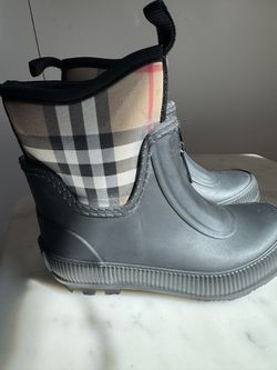 BURBERRY Vintage  Check Neoprene Rubber Rain Boots 