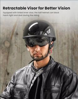 Motorcycle half Helmet GLOSSY BLACK MEDIUM