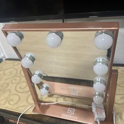 Fenchilin 12''x14'' Vanity Makeup Mirror with Lights 360° Swivel Tabletop Metal