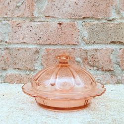 Vintage Cherry Blossom Pink Round Covered Butter 