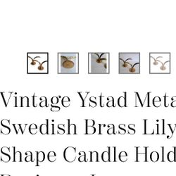Ystad Vintage Swedish Brass Lily Shape Candle Holders Set