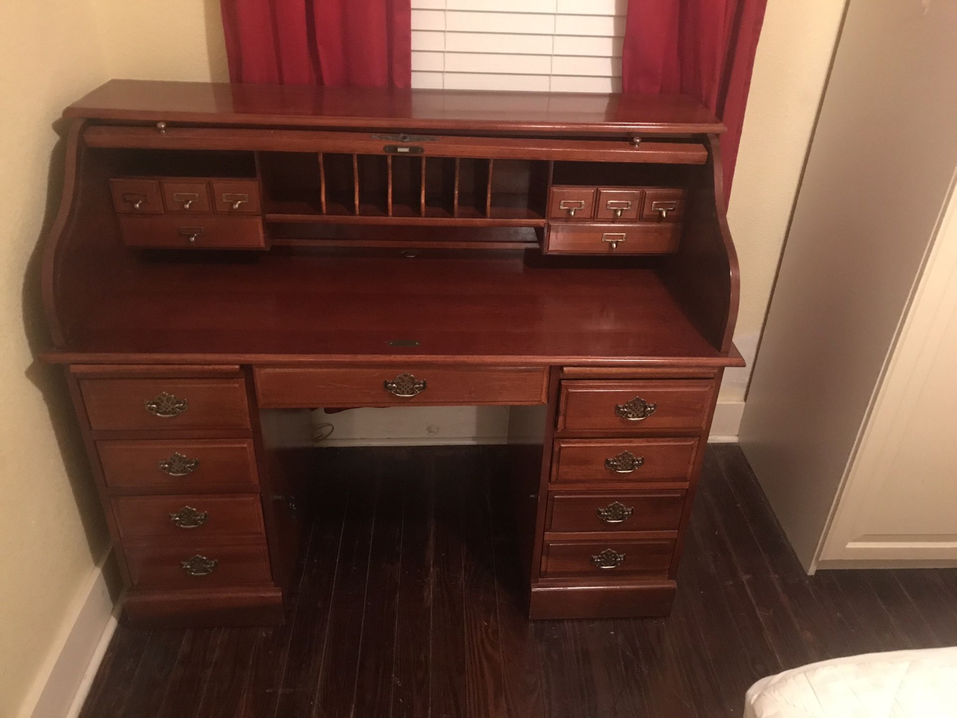 Vintage deluxe wooden secretary with hutch.