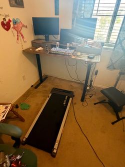 High-rise desk and treadmill
