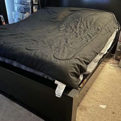 King size bed frame with steal platform & mattress (no box springs needed)