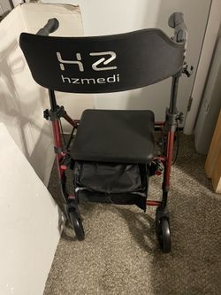 HZ HZMEDI Walkers for Seniors with Seat, Foldable Rollator Walker with Seat, Lightweight Medical Rolling Walker